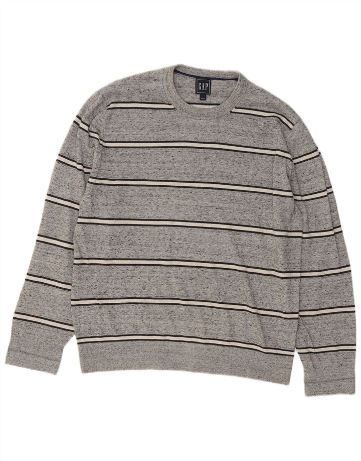 Gap Jersey De Cuello Redondo Para Hombre Jersey De Algodón A Rayas Gris Grande