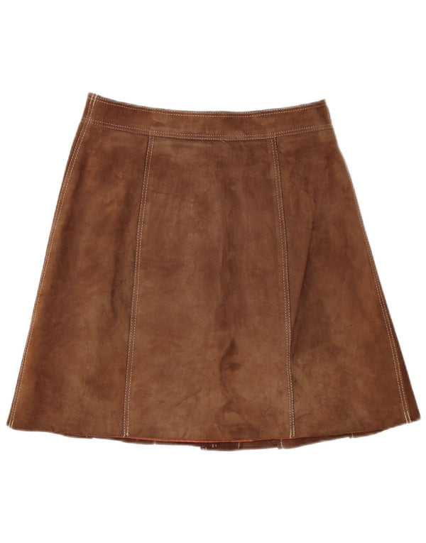 Falda de ante vintage para mujer EU 40 Mediana W30 Cuero marrón