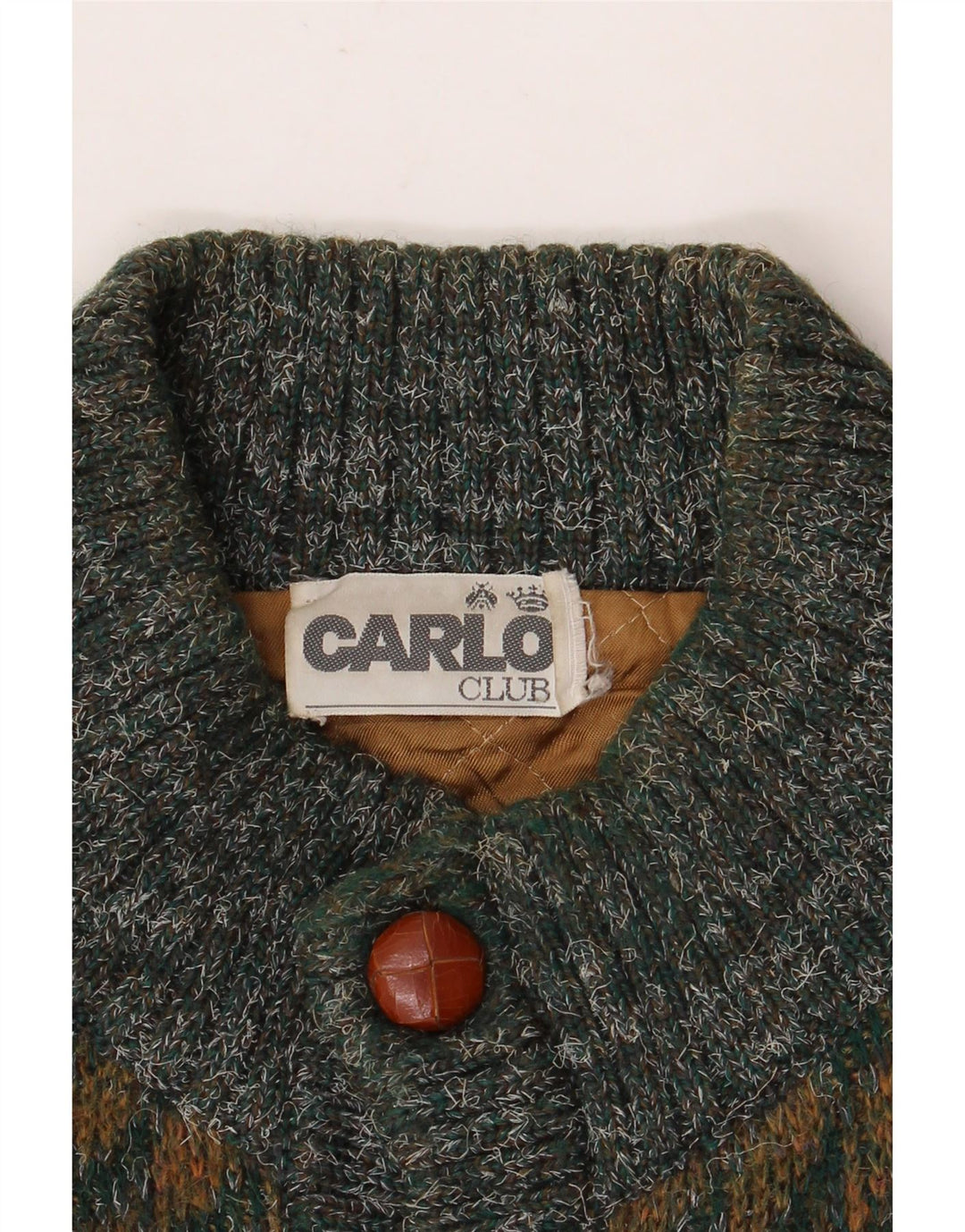 CARLO Cárdigan para Hombre Suéter Grande Verde Geométrico