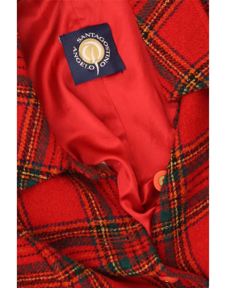 Angelo Santagostino Chaqueta Blazer de 6 Botones para Mujer UK 44 Medium Red Check