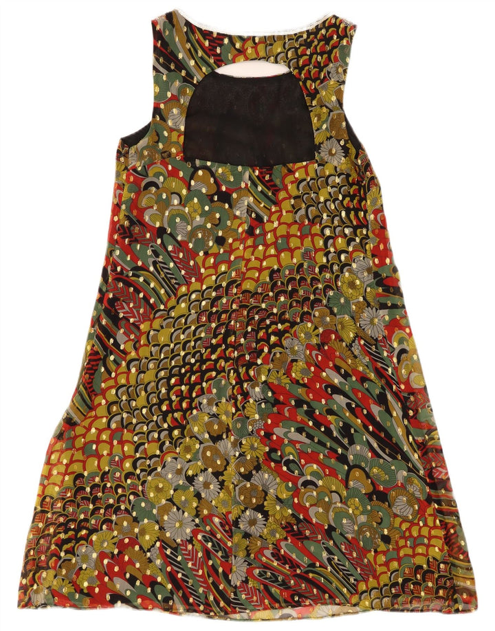 Monsoon Vestido acampanado sin mangas para mujer UK 8 Small Seda multicolor