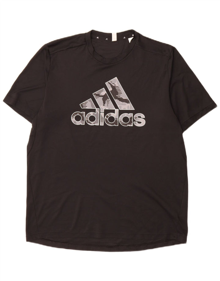 Adidas - Camiseta gráfica Aeroready para hombre, talla grande, poliéster negro