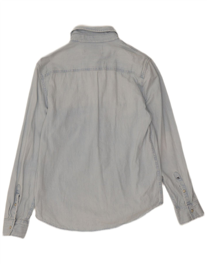 Calvin Klein Jeans Camisa vaquera para hombre pequeña azul