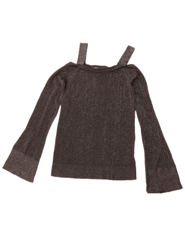 MICHAEL KORS Blusa con hombros descubiertos para mujer UK 6 XS Algodón moteado gris