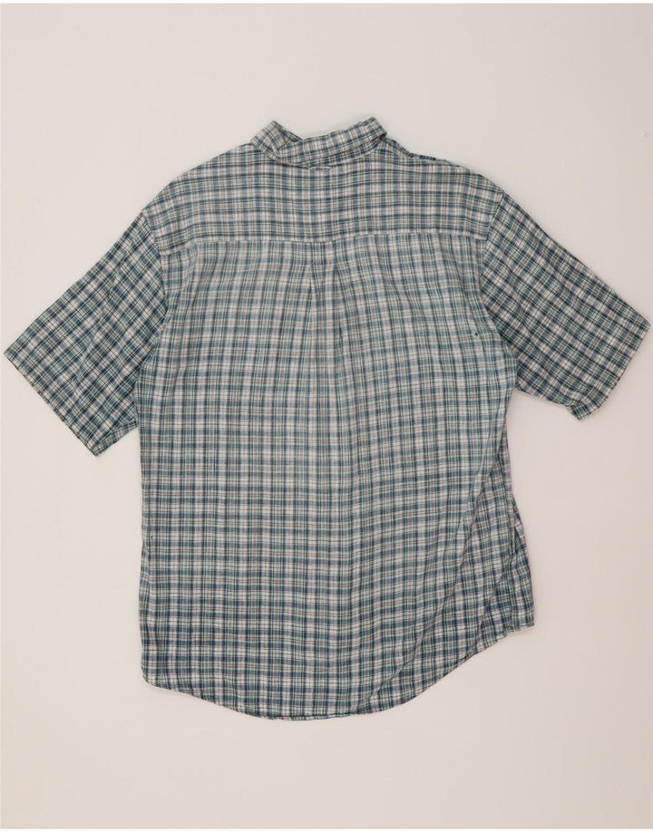Camisa Timberland Hombre Manga Corta Lino A Cuadros Azul Medio