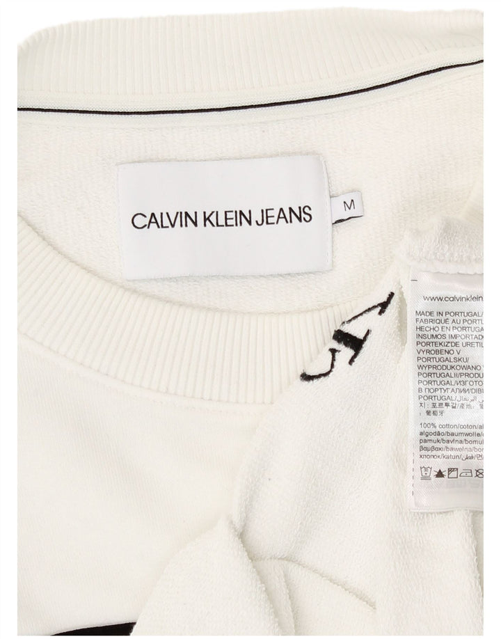 Calvin Klein - Sudadera corta para mujer, talla 40, tamaño mediano, color blanco a rayas
