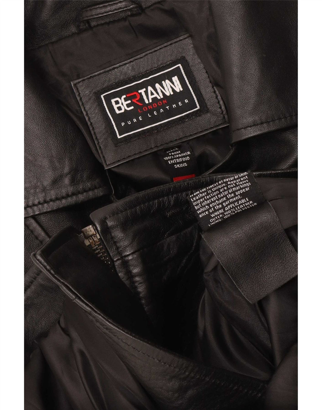 Bertanni Chaqueta motera de cuero para hombre UK 38 Medium Black