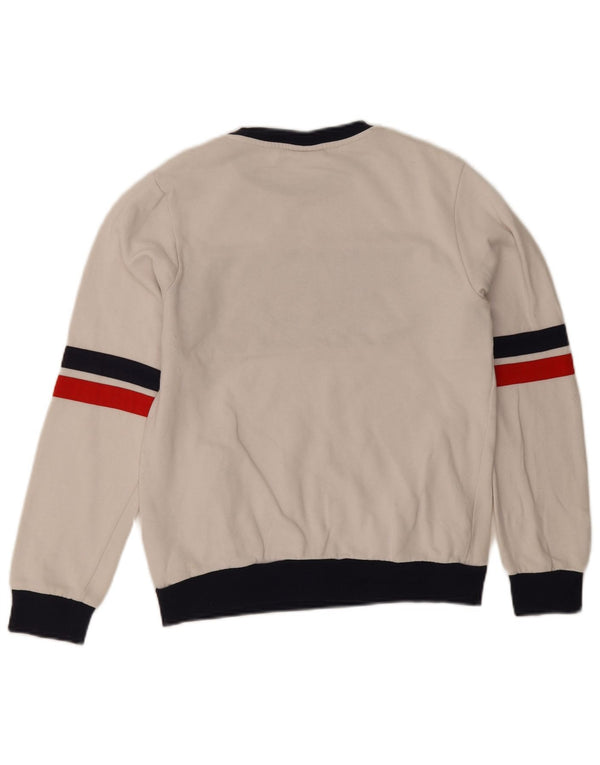 Fila Mujer Graphic Sudadera Jumper UK 6 XS Blanco Colorblock Algodón