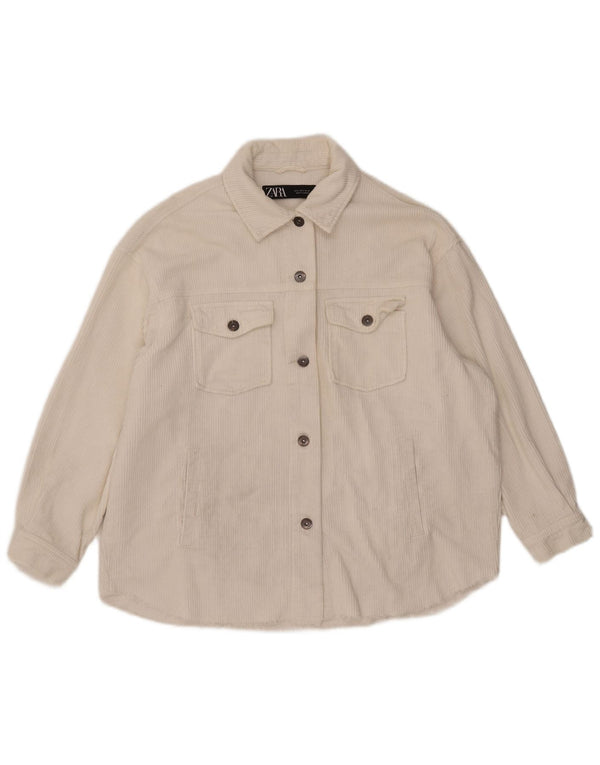 Zara Mujer Chaqueta De Pana Extragrande UK 10 Small White Cotton