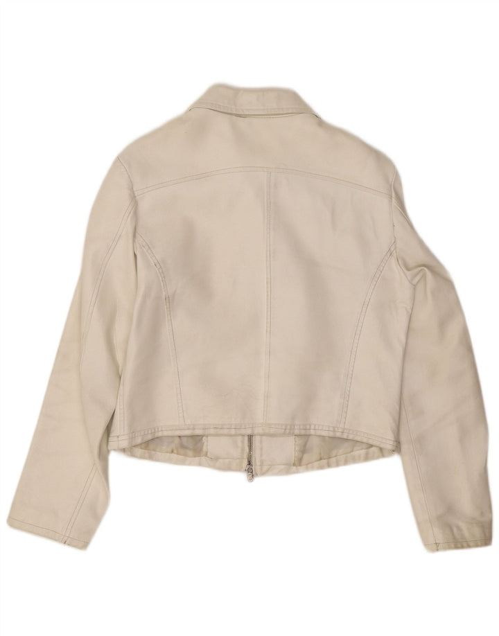 Masterpelle Chaqueta Corta De Cuero Para Mujer IT 48 XL Cuero Blanco