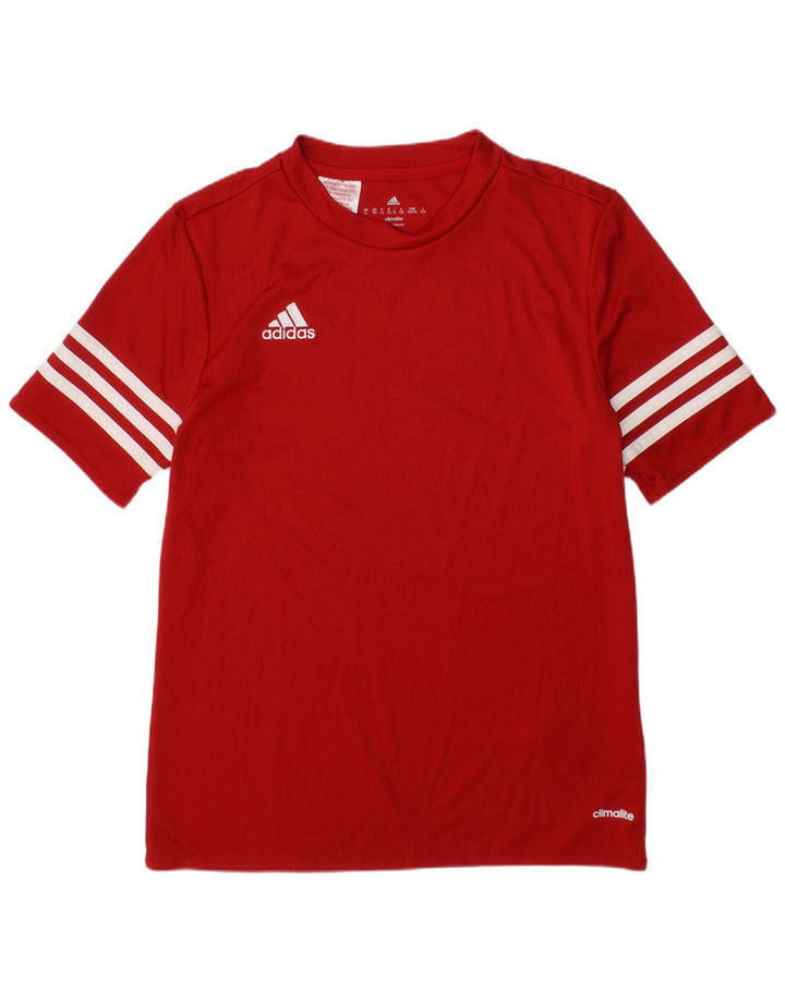 ADIDAS Boys Climalite T-Shirt Top 11-12 Years Large  Red Polyester