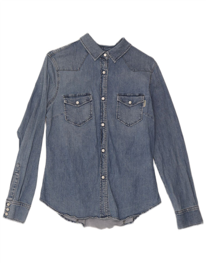 Roy Rogers Camisa vaquera para mujer Reino Unido 12 Algodón azul medio