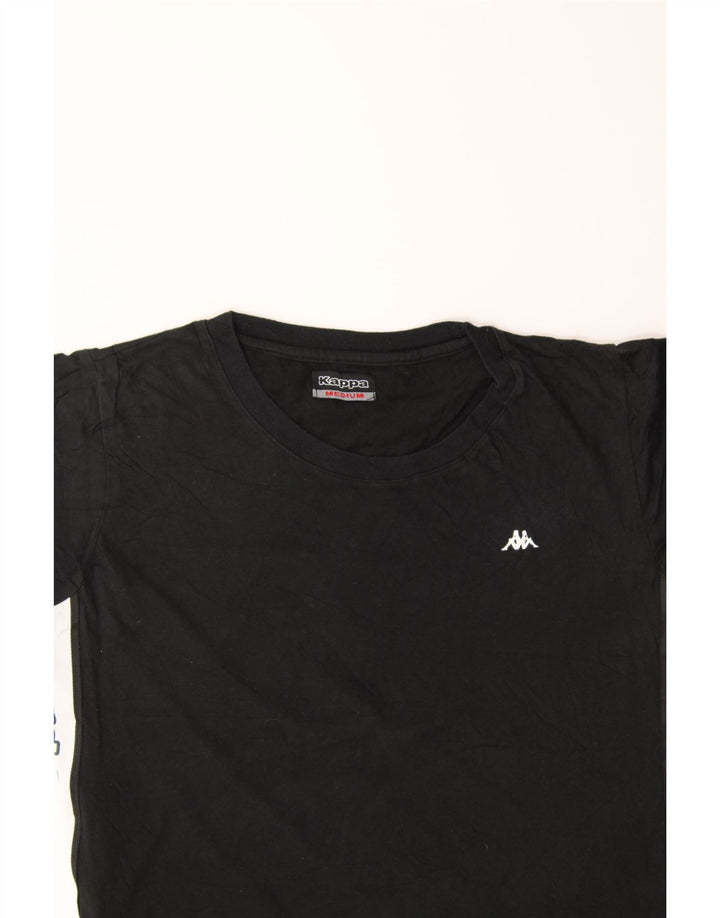 KAPPA Womens Graphic T-Shirt Top UK 12 Medium Black Colourblock Vintage Kappa and Second-Hand Kappa from Messina Hembry 