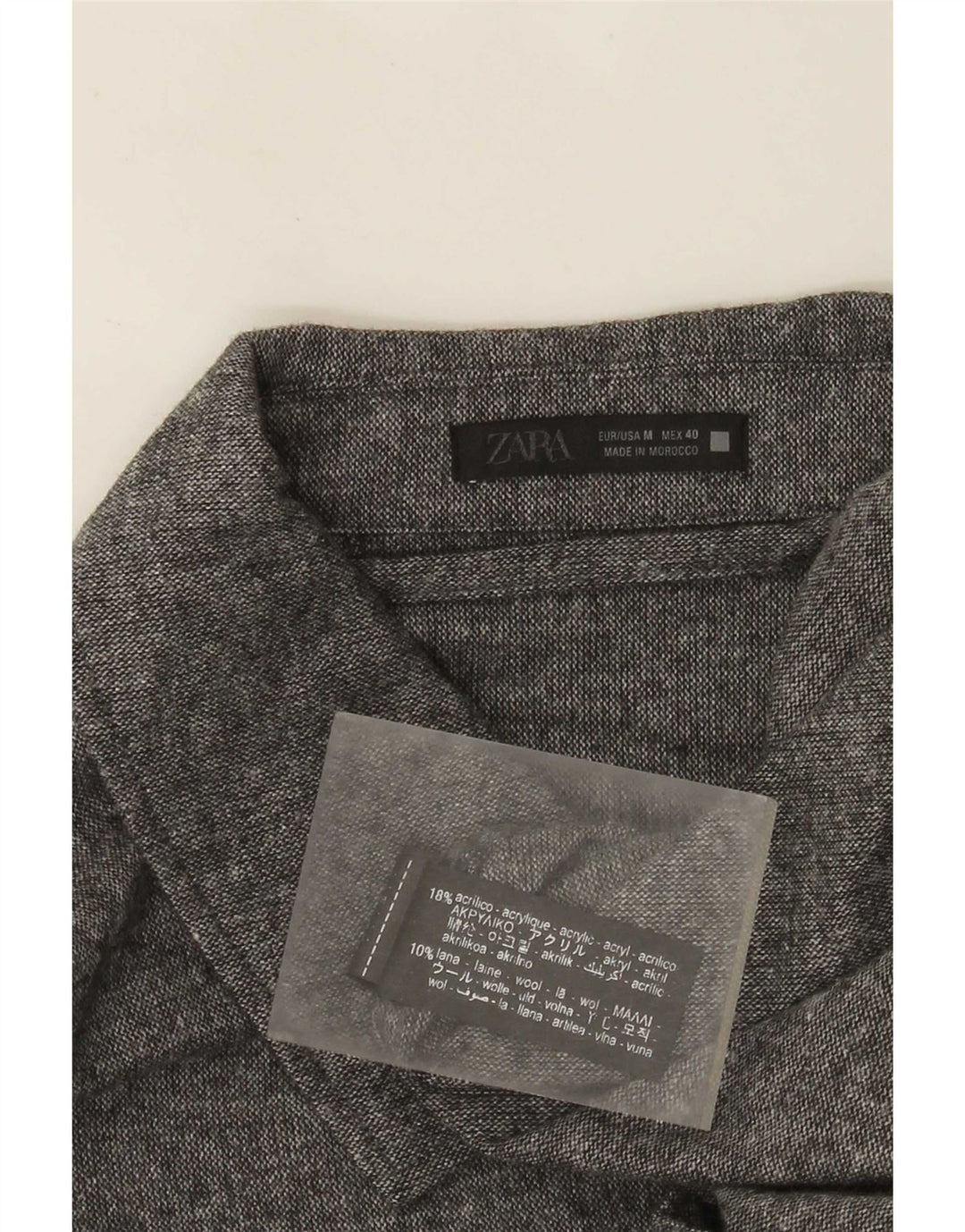 Zara Hombre Camisa Sobrecamisa Acrílico Gris Medio
