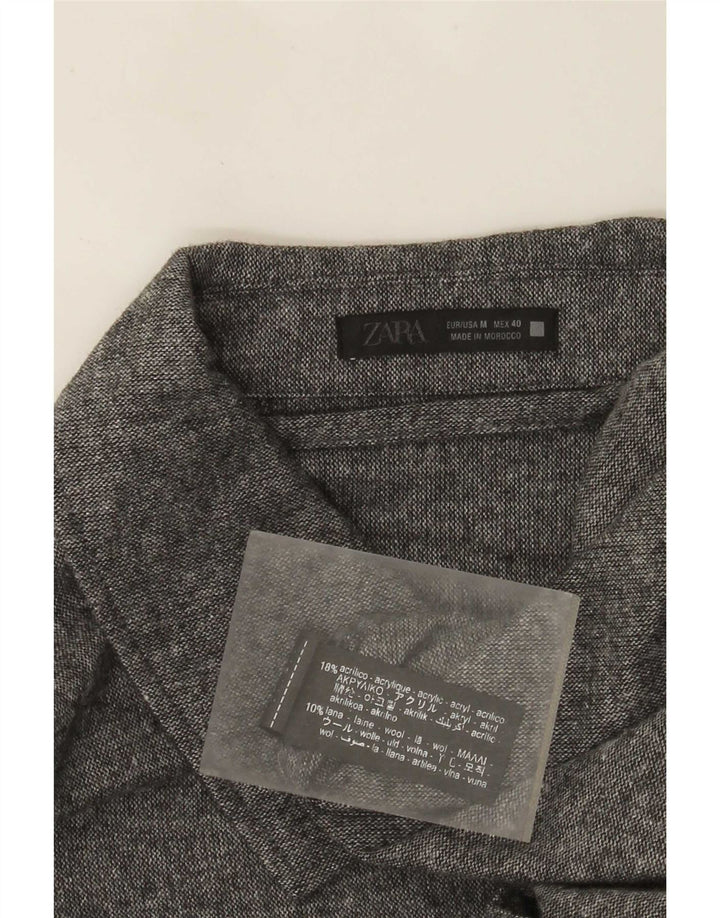 Zara Hombre Camisa Sobrecamisa Acrílico Gris Medio