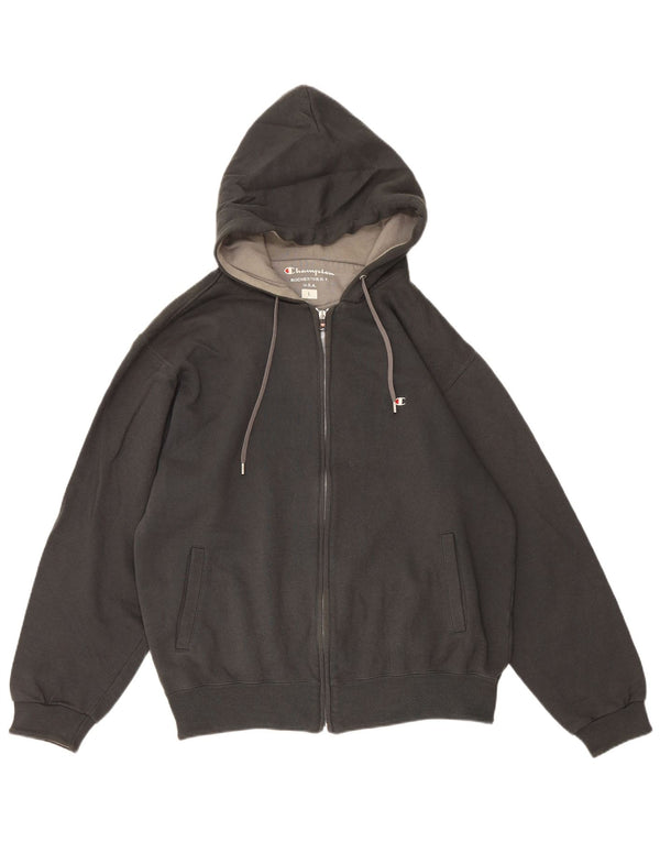 Champion Sudadera con capucha y cremallera para hombre, tamaño grande, algodón gris