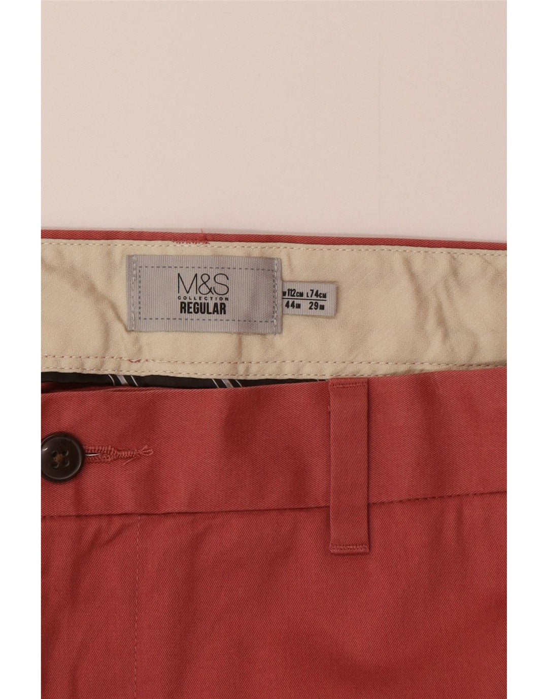 Marks & Spencer Pantalones chinos regulares para hombre W44 L29 Algodón rosa