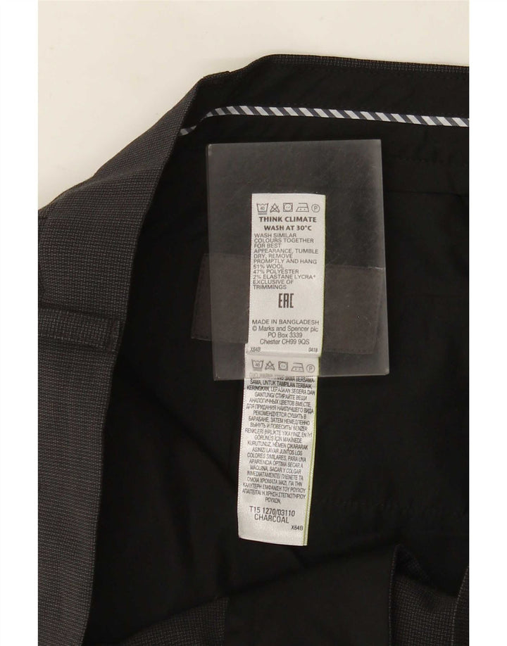 Marks & Spencer Pantalón de traje recto para hombre W38 L31 Lana gris