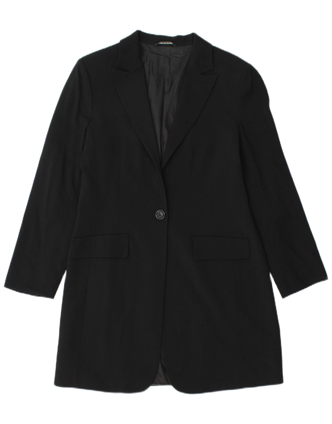 Vintage mujer longline 1 botón Blazer chaqueta IT 46 grande negro