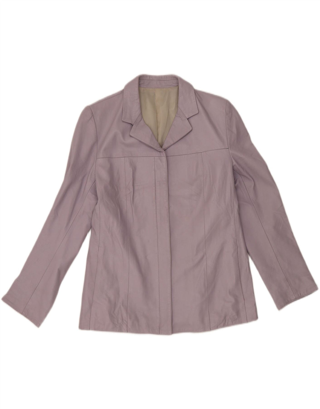 Alta Moda Chaqueta Blazer de Cuero con Cremallera Completa para Mujer IT 50 XL Cuero Morado