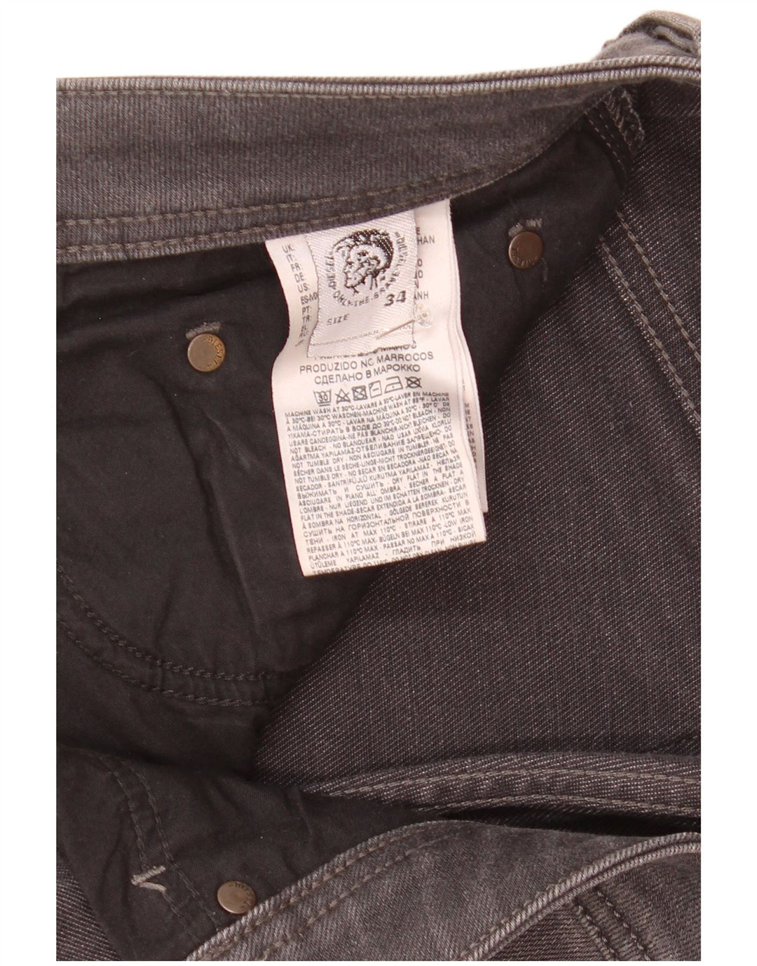 Diesel Vaqueros ajustados para hombre W34 L30 Algodón gris