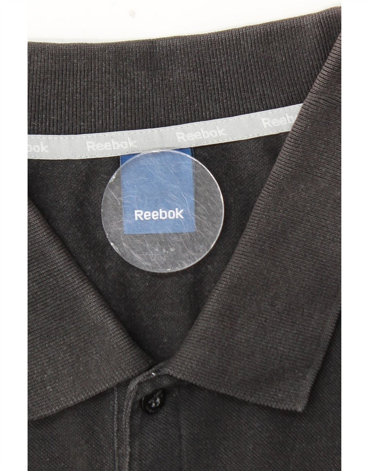 REEBOK Polo para hombre grande de algodón negro