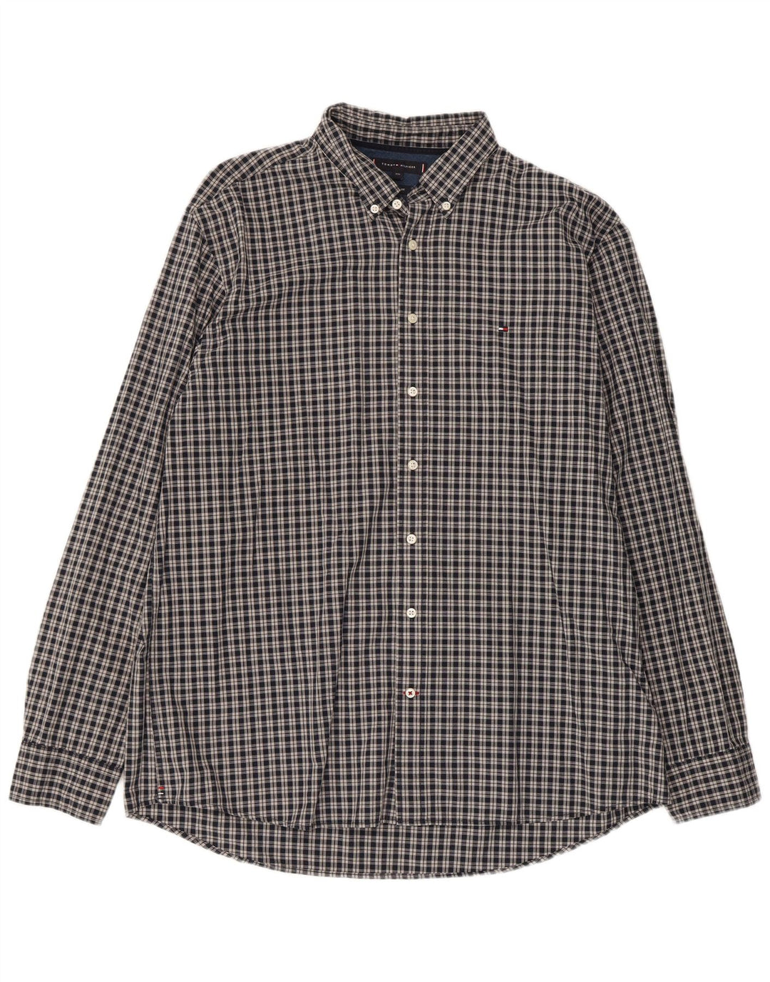 Tommy Hilfiger Camisa Regular Fit para Hombre 2XL Algodón a Cuadros Gris
