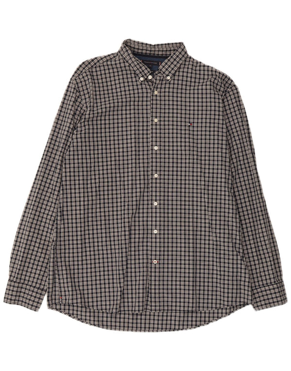 Tommy Hilfiger Camisa Regular Fit para Hombre 2XL Algodón a Cuadros Gris