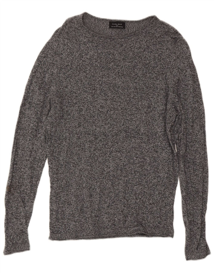Zara Hombre Top Manga Larga Pequeño Gris Moteado