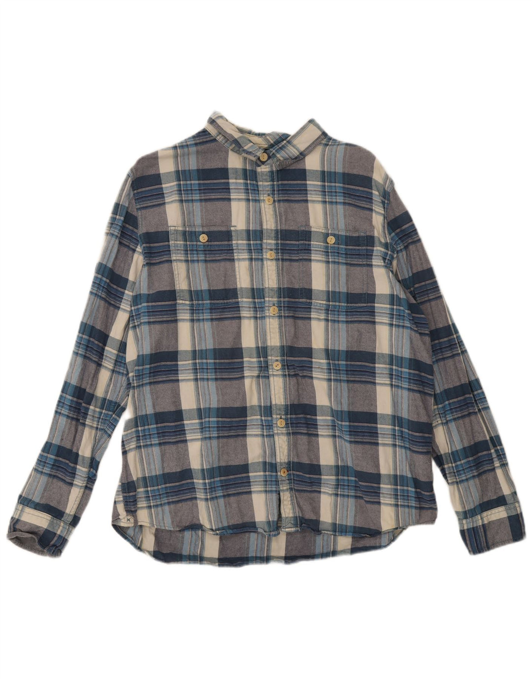 Camisa de franela para hombre Fat Face XL Algodón a cuadros azul