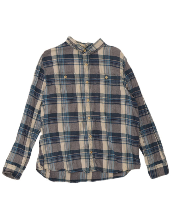 Camisa de franela para hombre Fat Face XL Algodón a cuadros azul