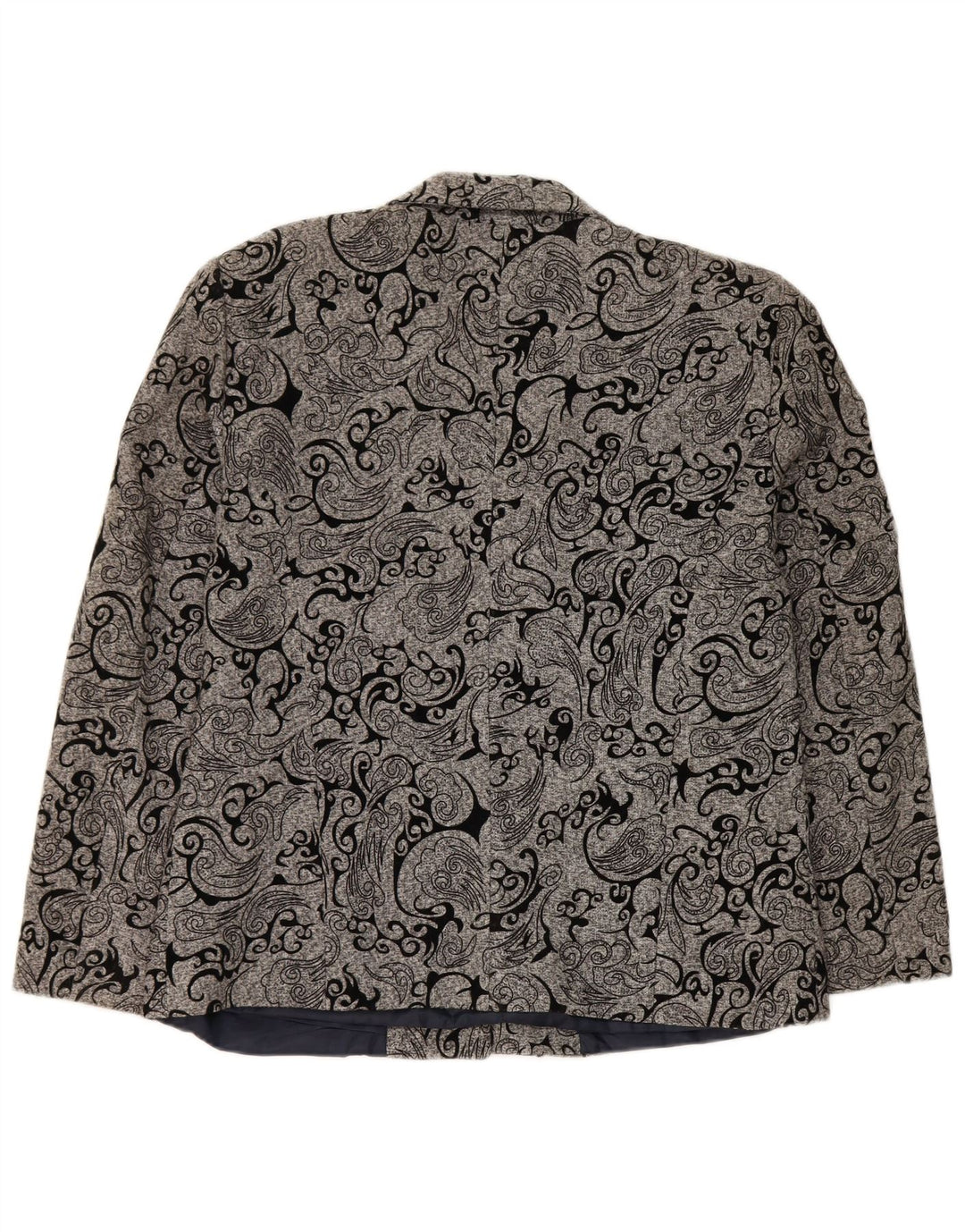 Vintage mujer 3 botones Blazer chaqueta IT 48 XL gris Paisley