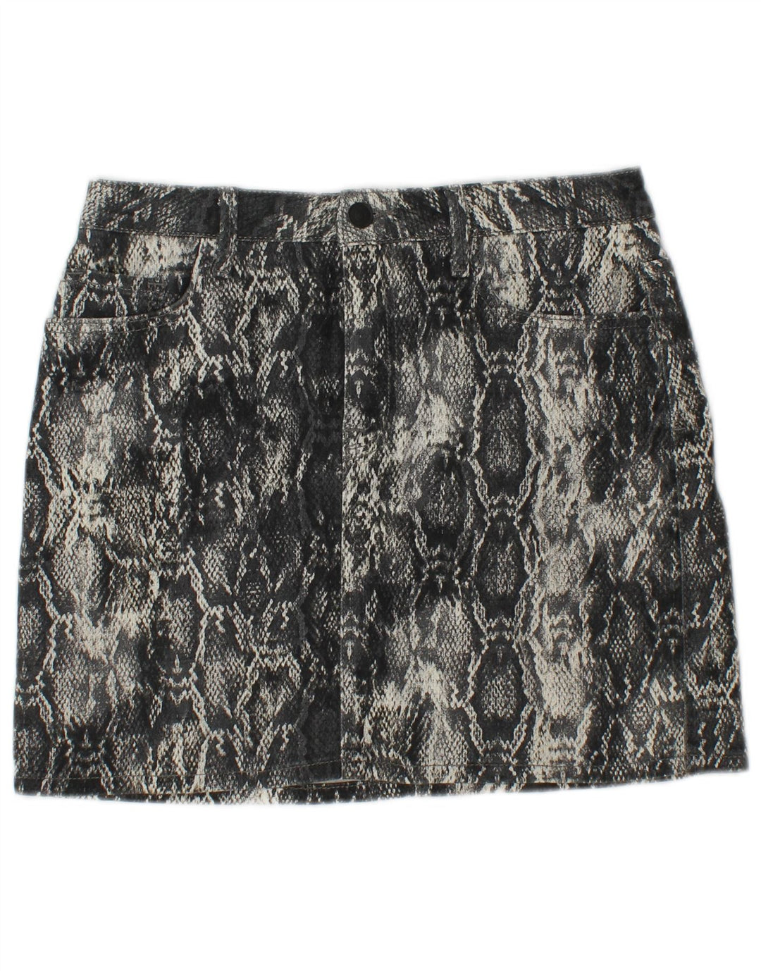 ZARA Mujer Mini Falda Mediana W30 Gris Animal Print Algodón