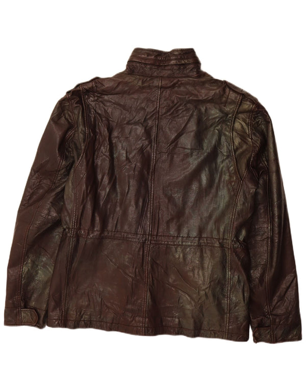 Chaqueta de cuero vintage para hombre IT 54 2XL cuero marrón