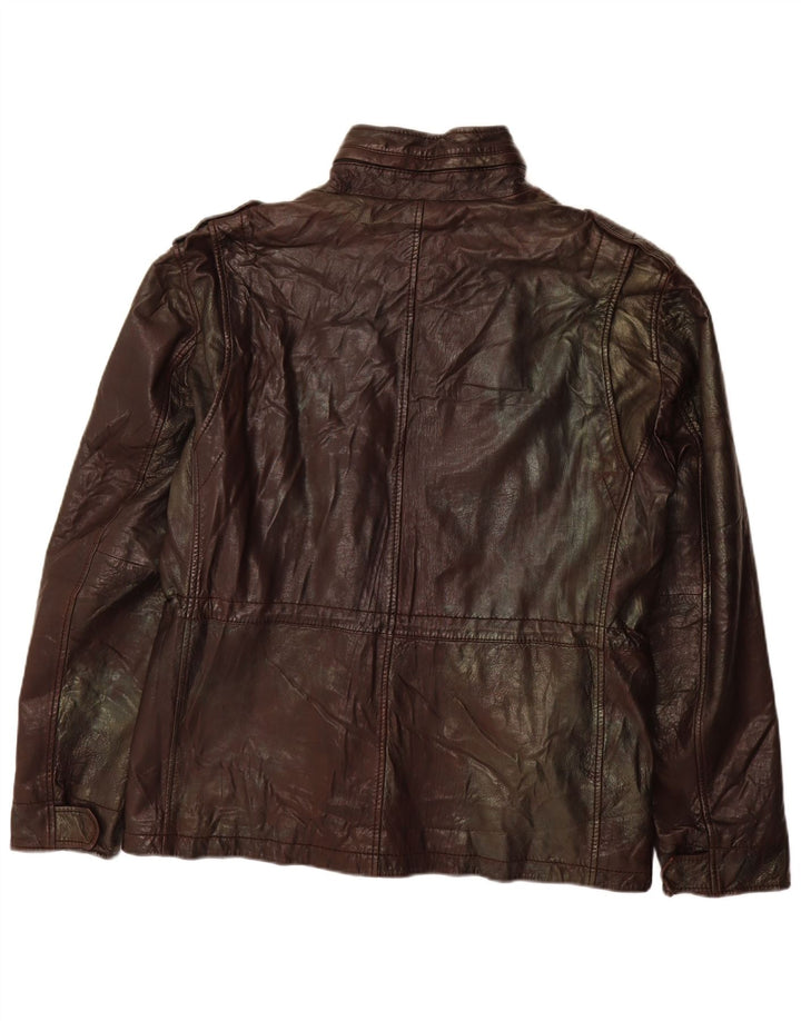 Chaqueta de cuero vintage para hombre IT 54 2XL cuero marrón