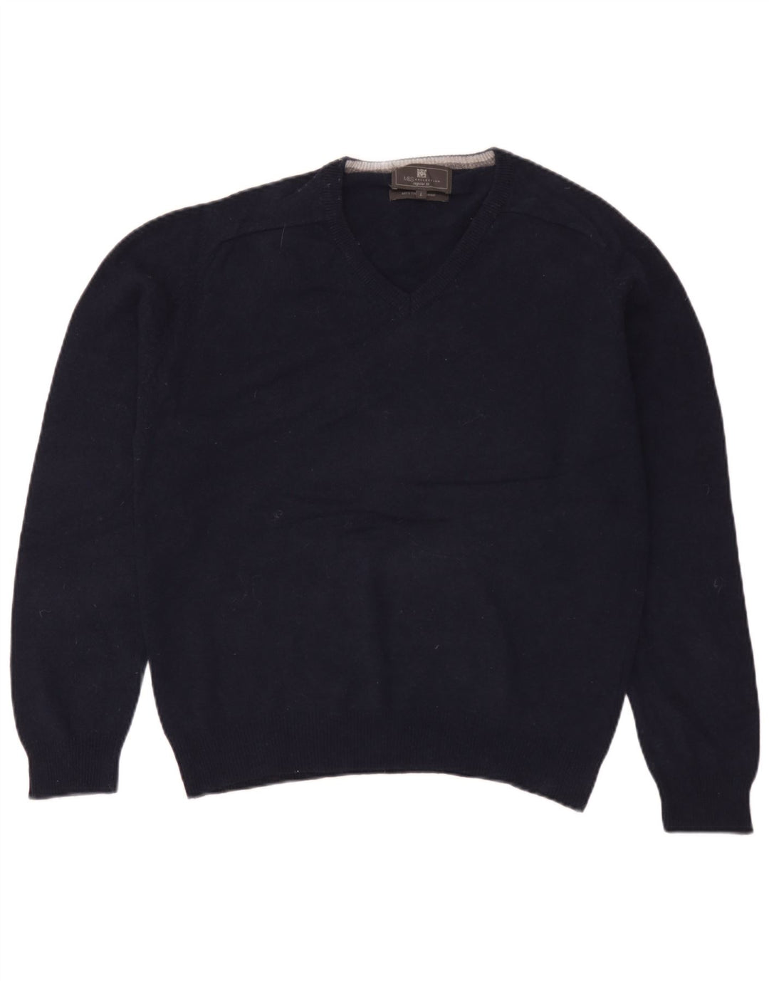 Marks & Spencer Jersey de corte regular con cuello en V para hombre, talla grande, azul marino