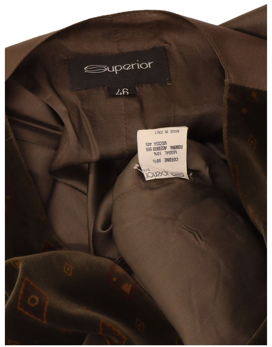 Chaleco Superior Mujer IT 46 Grande Marrón Geométrico Algodón
