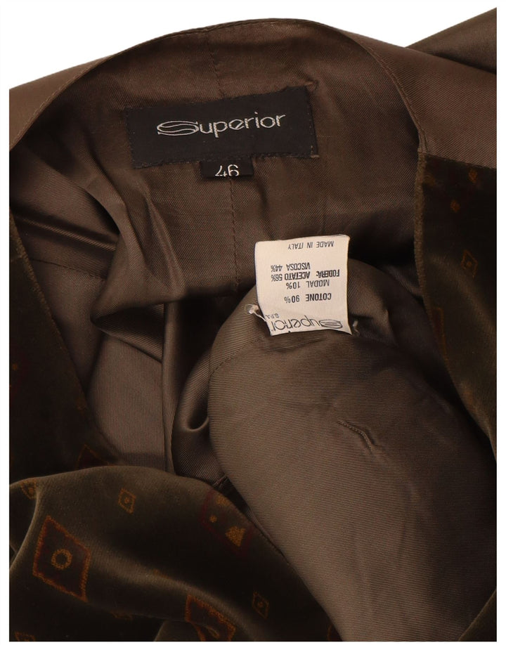 Chaleco Superior Mujer IT 46 Grande Marrón Geométrico Algodón