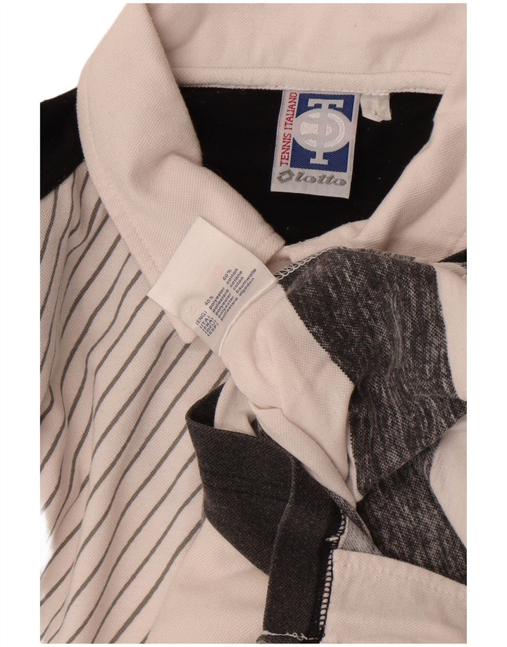 Lotto Camisa Holgada De Manga Corta Para Hombre Poliéster Color Block Blanco Pequeño