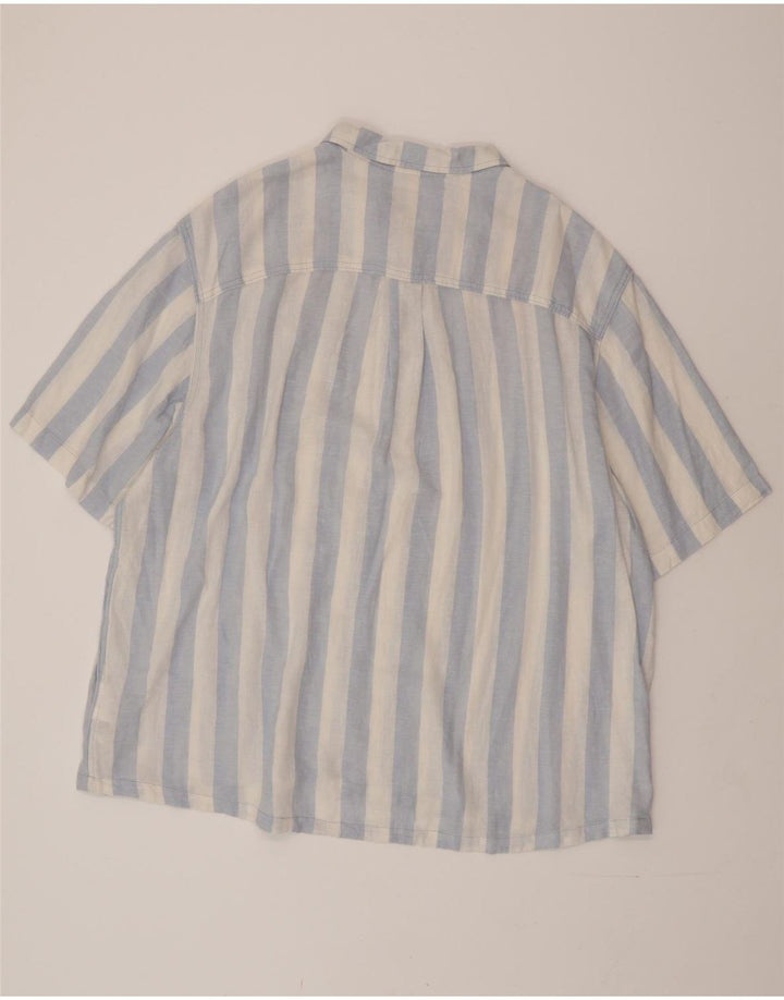 LEE Camisa de manga corta para hombre, ajuste relajado, 2XL, lino a rayas azules