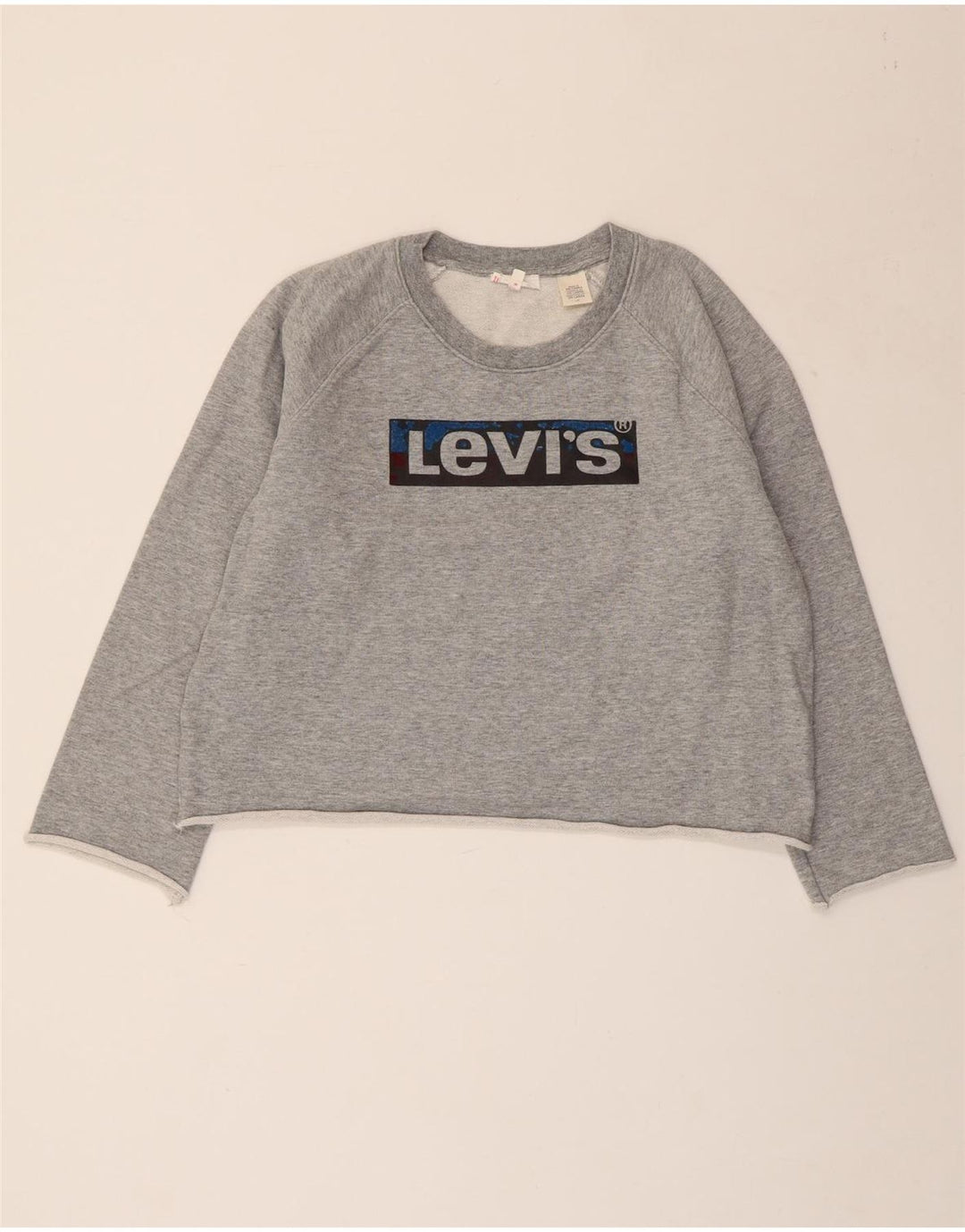 LEVI'S Sudadera con gráfico corto para mujer, talla 40, talla grande, color gris moteado