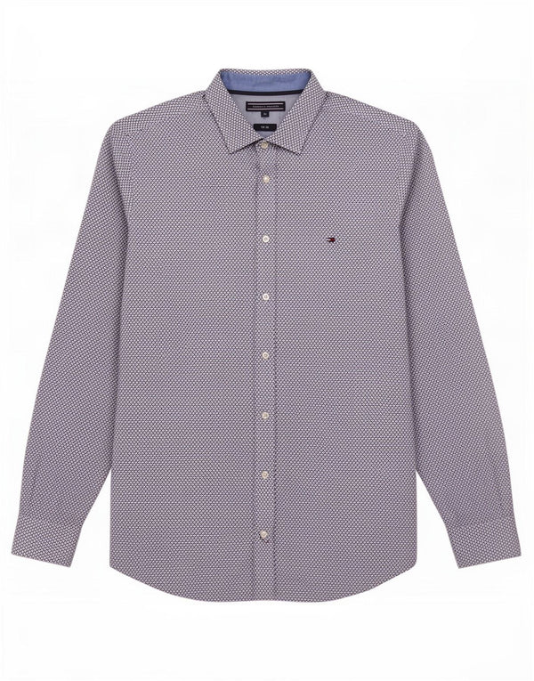 Camisa Tommy Hilfiger Hombre Slim Fit Algodón Geométrico Azul Medio