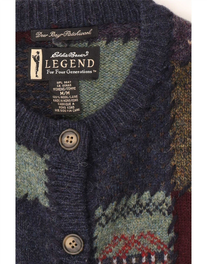 Eddie Bauer Suéter tipo cárdigan para mujer UK 14 Medium Multicolor Patchwork