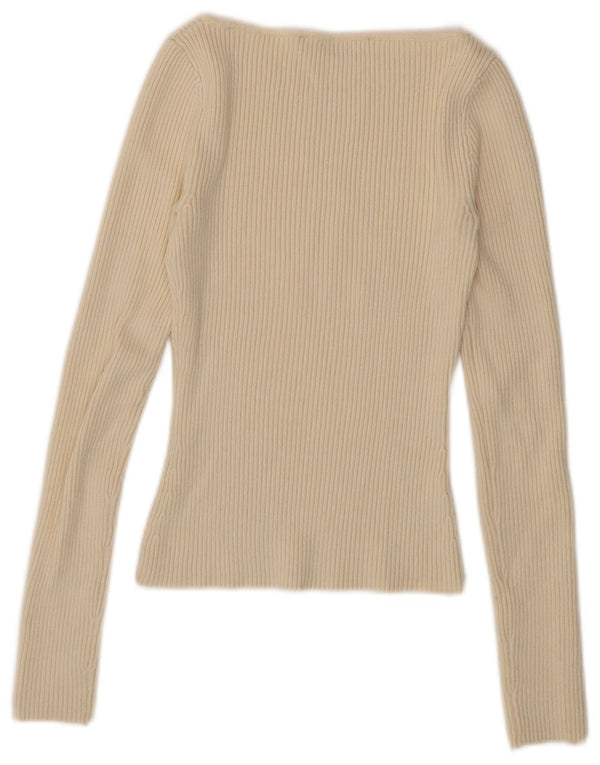 Zara Mujer Crop Top Manga Larga UK 8 Small Beige