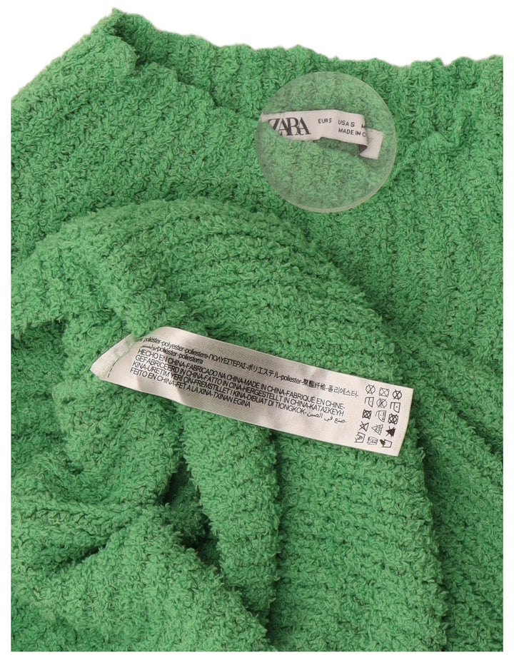 Zara Mujer Cuello Alto Jersey Jersey UK 10 Small Verde Poliéster