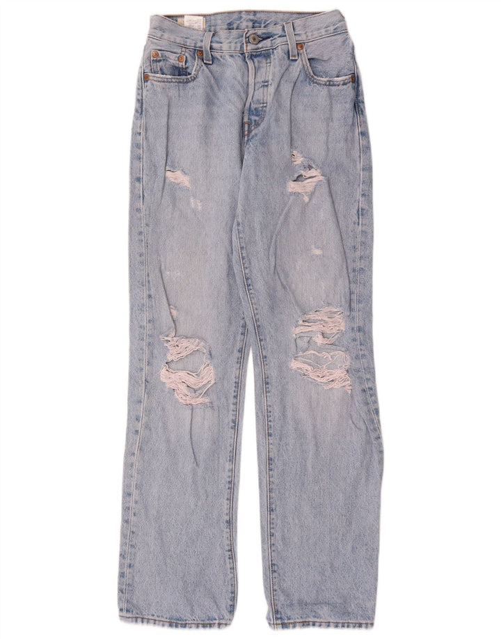 Levi's Mujer 501 Vaqueros Rectos Desgastados W23 L30 Algodón Azul