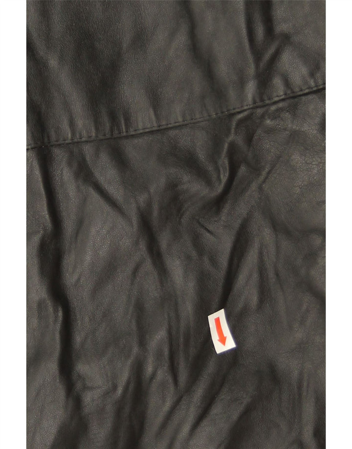 Vintage mujer abrigo de cuero de gran tamaño IT 46 cuero negro grande