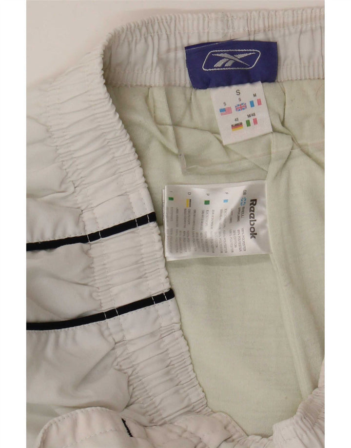 Reebok Hombre Graphic Chándal Pantalones Joggers Pequeño Poliéster Blanco