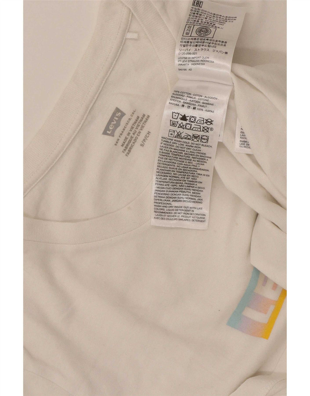 Levi's Camiseta gráfica para mujer Top UK 8 Small White Cotton
