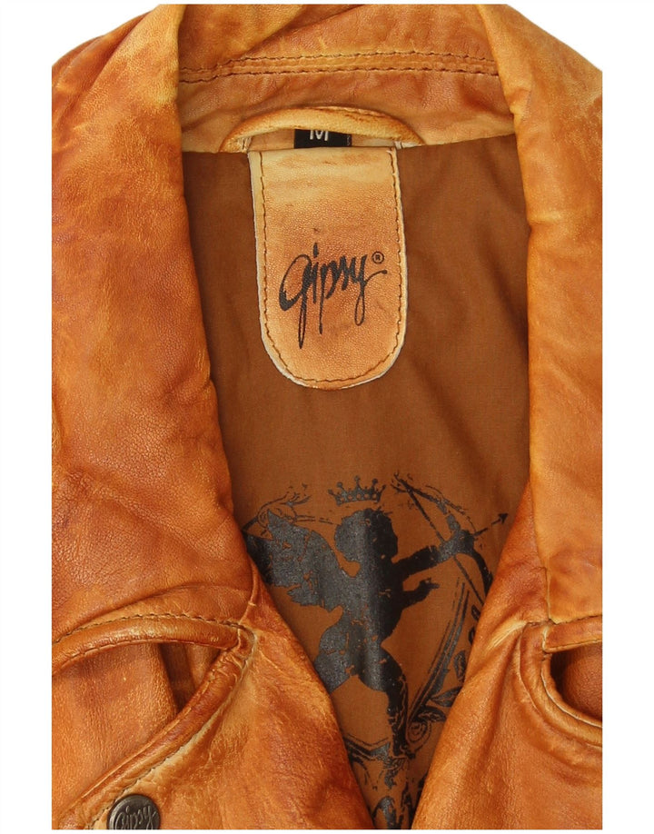 Gipsy Chaqueta motera de cuero para mujer UK 44 Cuero marrón medio
